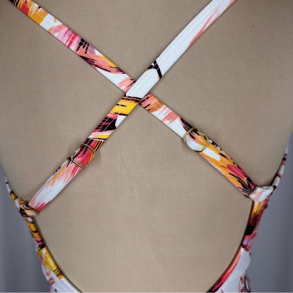Kona Sol One Piece Swimsuit Womens Size Medium White Floral Swimsuit Adjustable - Picture 5 of 15